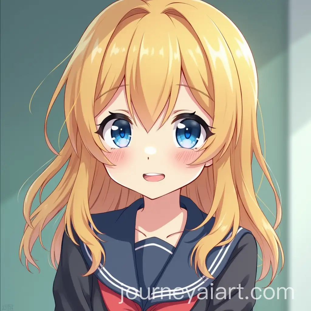 Schoolgirl-with-Blue-Eyes-and-Blonde-Hair-in-Uniform-Smiling