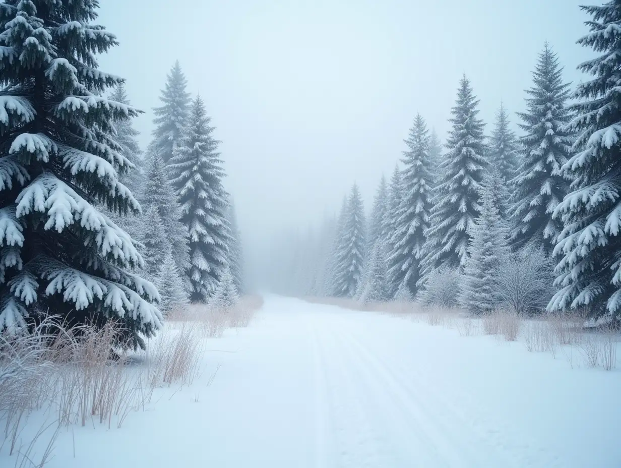 serene winter landscape with gentle snowfall