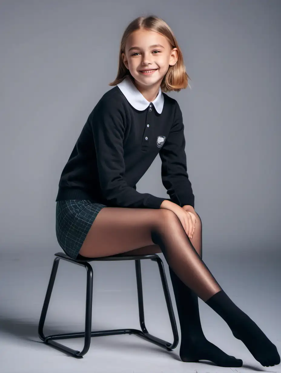 Young-Girl-Model-Wearing-Stylish-Short-Outfit-with-Mysterious-Smile-Advertising-School-Tights