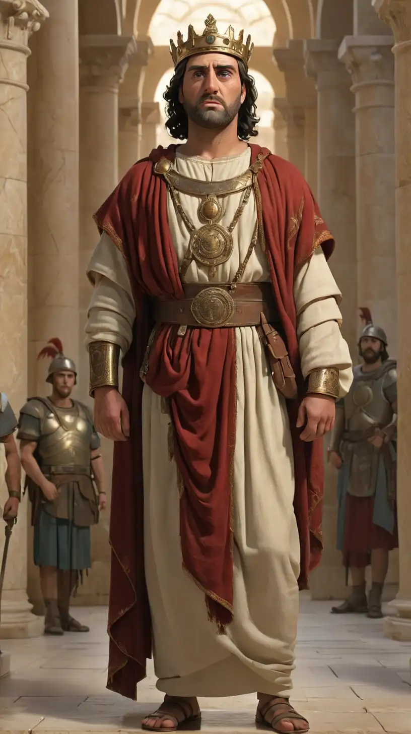 King Herod the Great in a Grand Judean Palace with Roman Soldiers