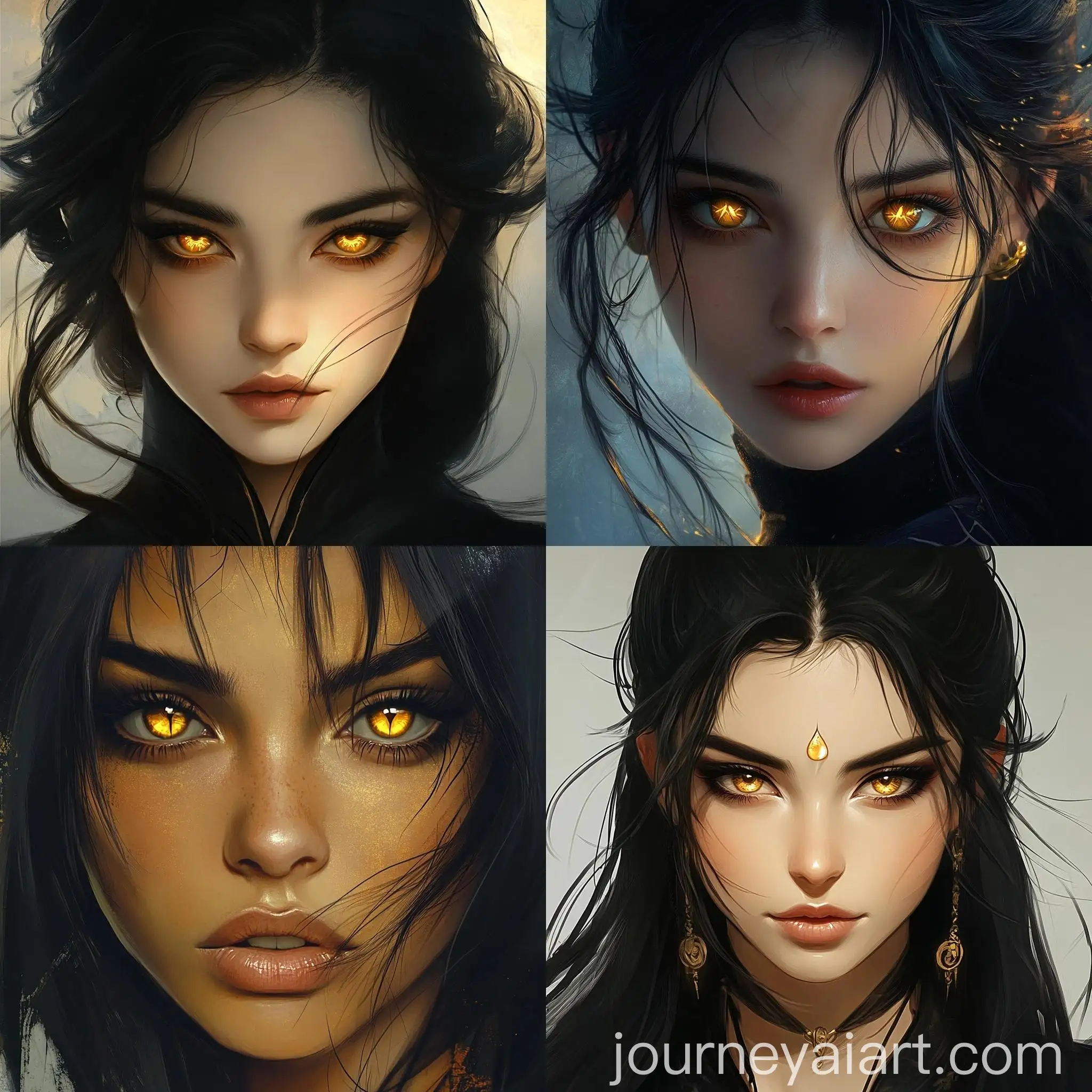 Young-Woman-with-Black-Hair-and-Golden-Eyes-Digital-Art