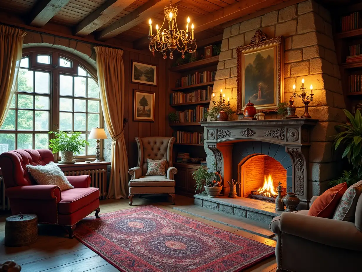 Cozy home, that has been furnished in a Fantasy style. The house is full of magical elements