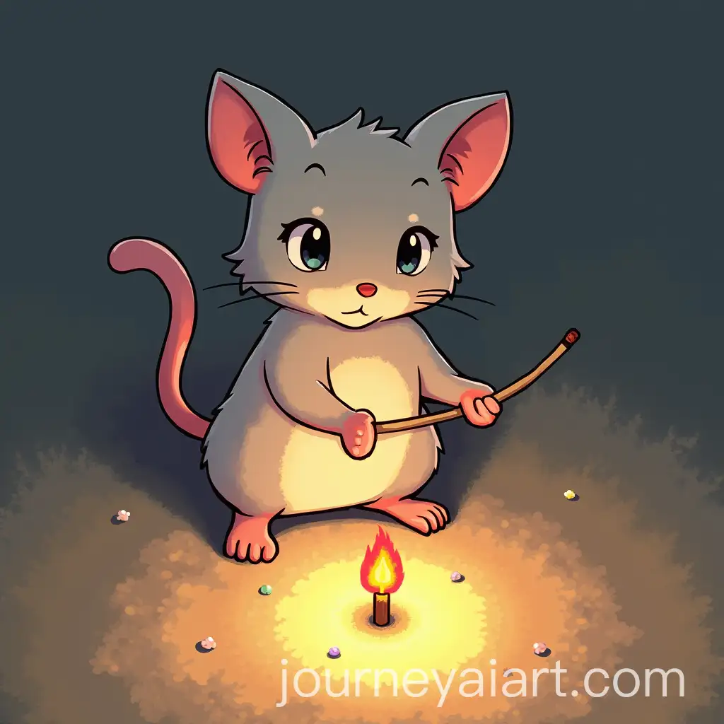 Mischievous-Mouse-Trying-to-Light-a-Stray-Cat-with-a-Match
