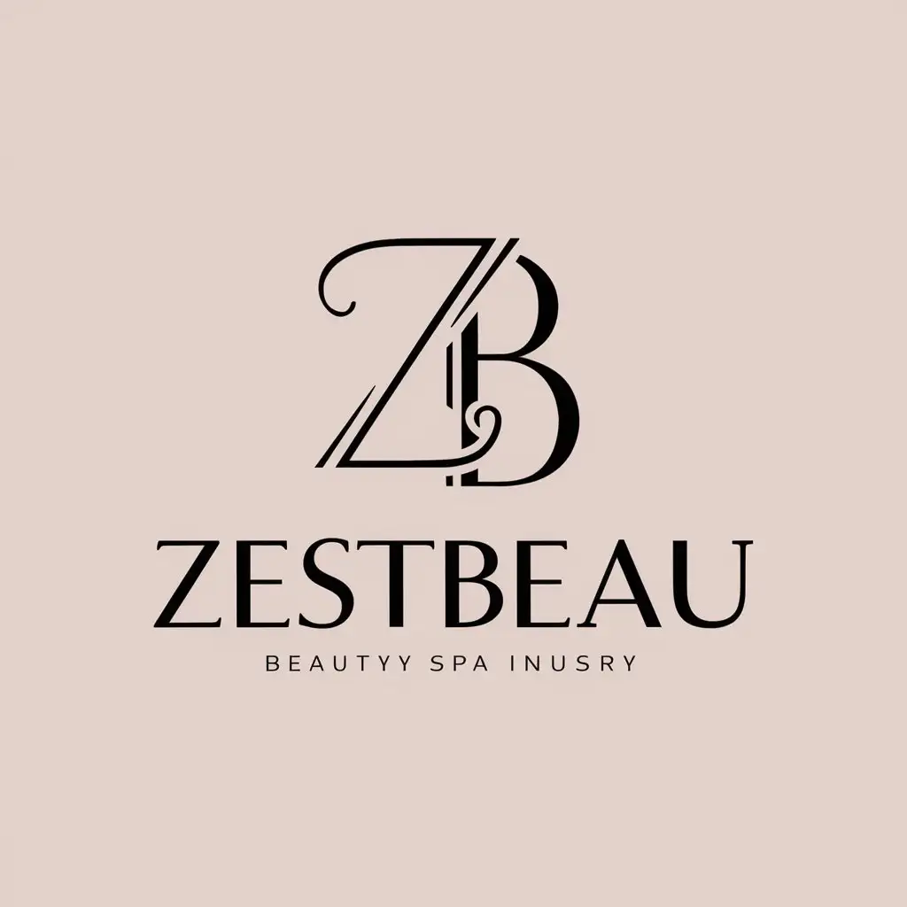 a vector logo design,with the text "ZestBeau", main symbol:a vector logo design,with the text 'ZB', main symbol:Ji Guang,Minimalistic,clear background,Minimalistic,be used in Beauty Spa industry,clear background