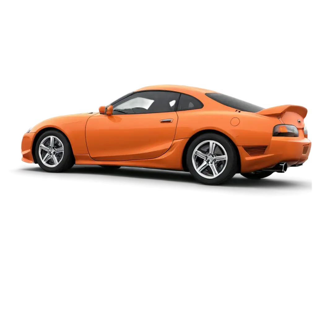 Toyota-Supra-Orange-Color-Old-PNG-Image-Classic-Car-Revival-in-HighQuality-Format back angle
