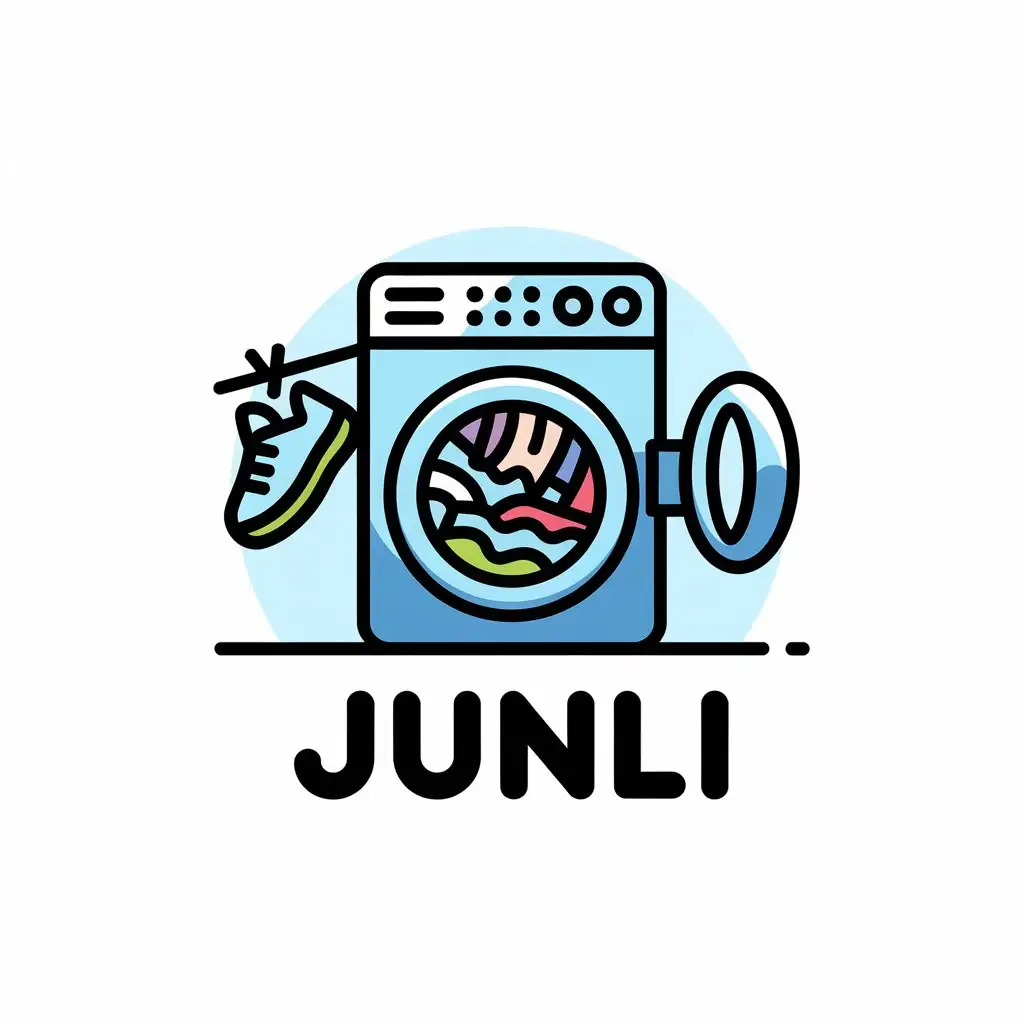 a vector logo design,with the text "Junli", main symbol:wash clothes wash shoes,Moderate,be used in Retail industry,clear background