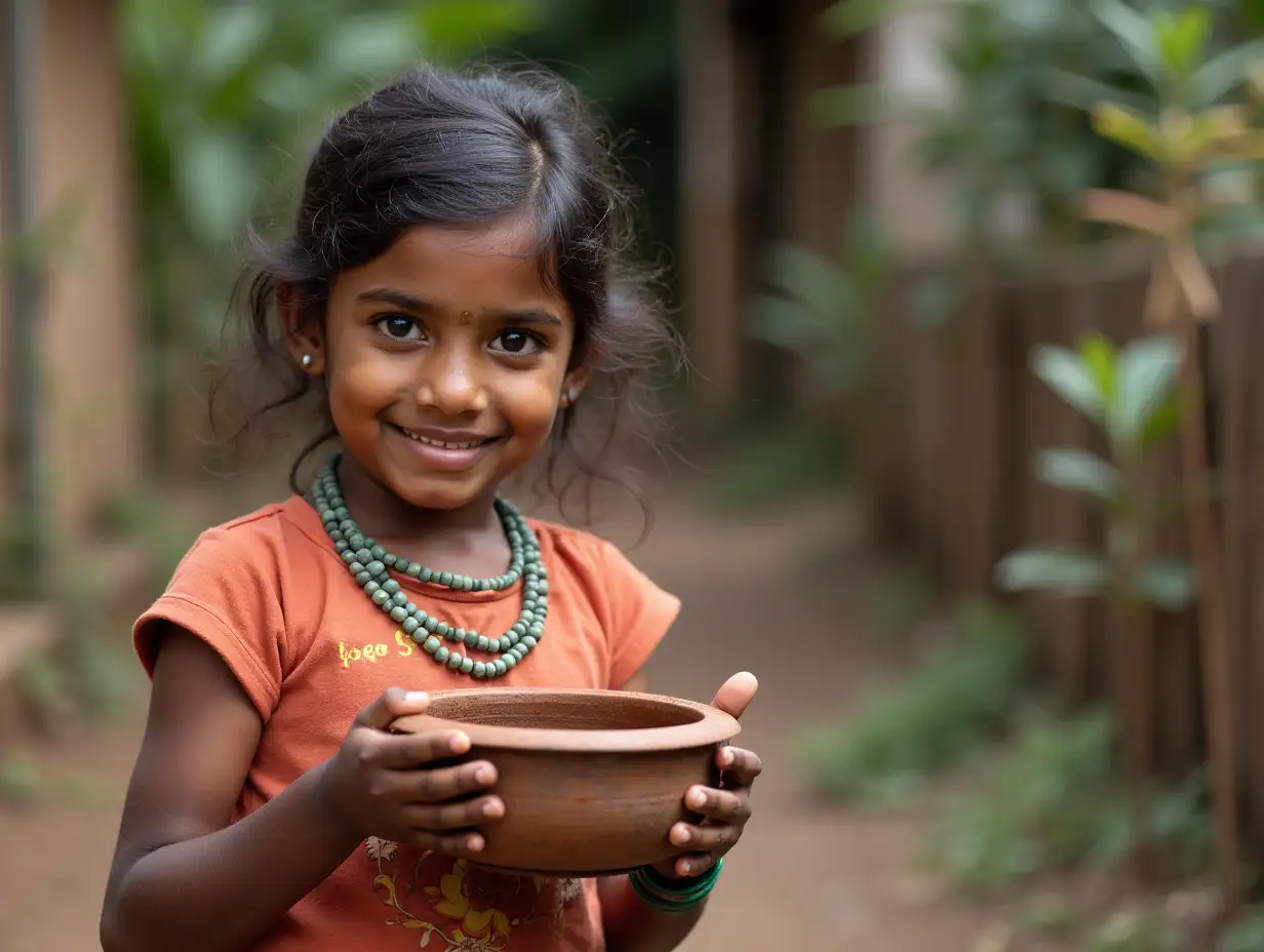 sri lankan girl with hand pot