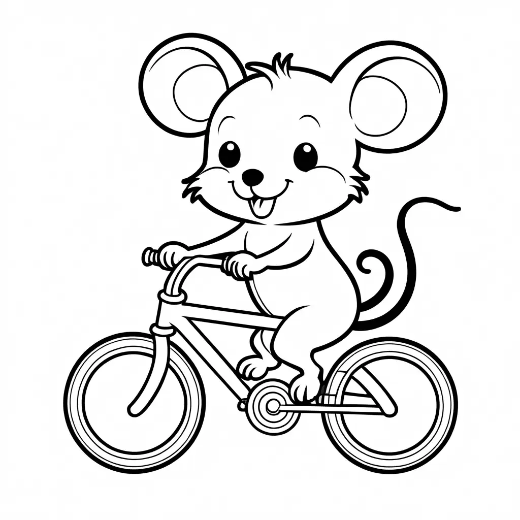 Chibi-Cute-Mouse-Riding-Bicycle-Coloring-Page