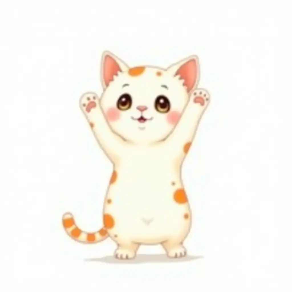 Playful-Cartoon-Cat-with-Orange-Dots-in-Whimsical-Style