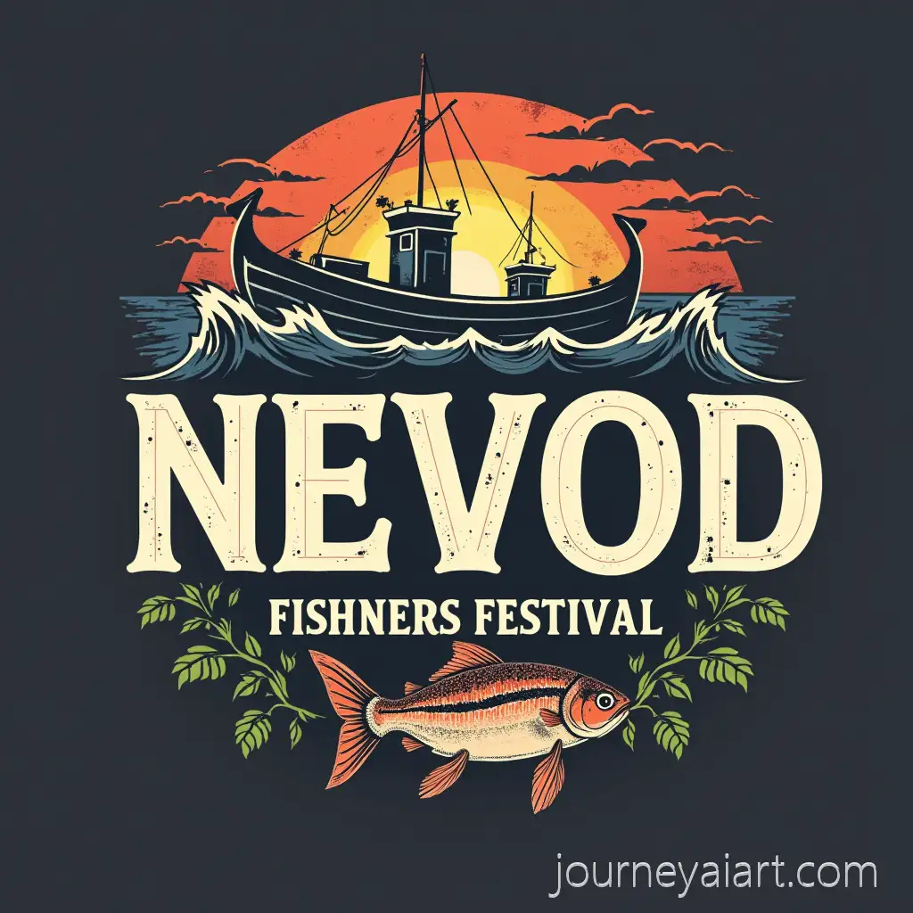 NEVOD-Fishermen-Festival-Logo-Design-in-Vibrant-Summer-Colors