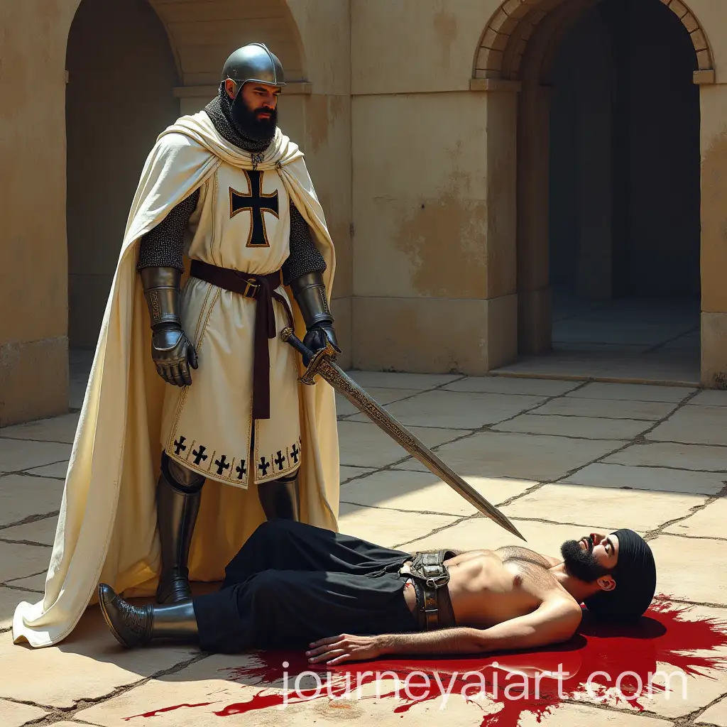 KnightCrusader-in-a-Medieval-Fortress-Courtyard