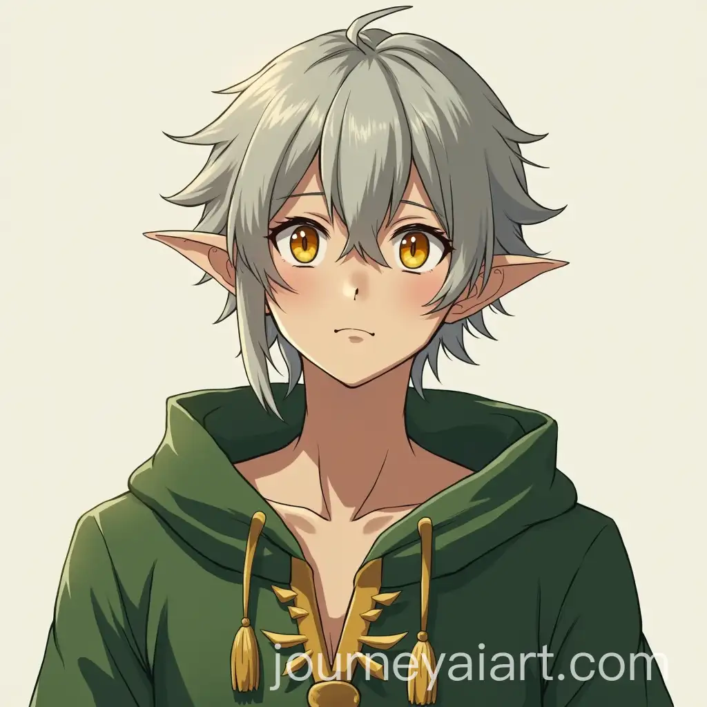 Tall-Male-Anime-Elf-with-Grey-Hair-Golden-Green-Robes-and-Orange-Eyes