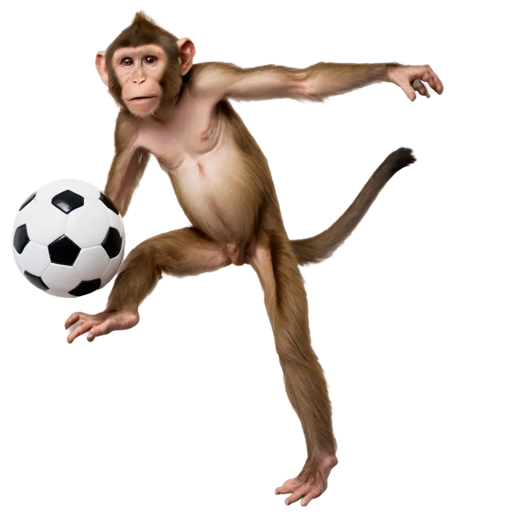 Dynamic-Monkey-Kicking-a-Soccer-Ball-PNG-Image