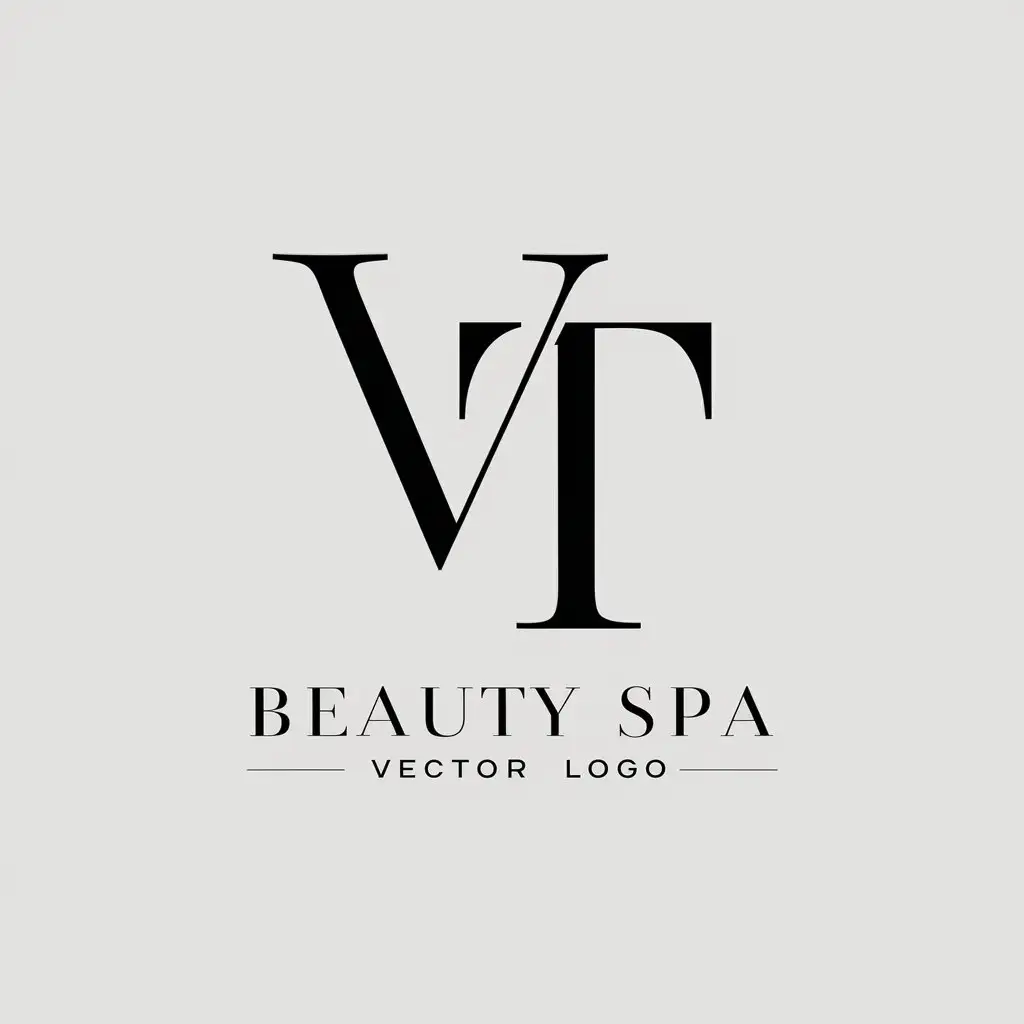 a vector logo design,with the text "VT", main symbol:VT letter combination beauty brand logo, cross vertical arrangement, luxury, minimalist,Minimalistic,be used in Beauty Spa industry,clear background