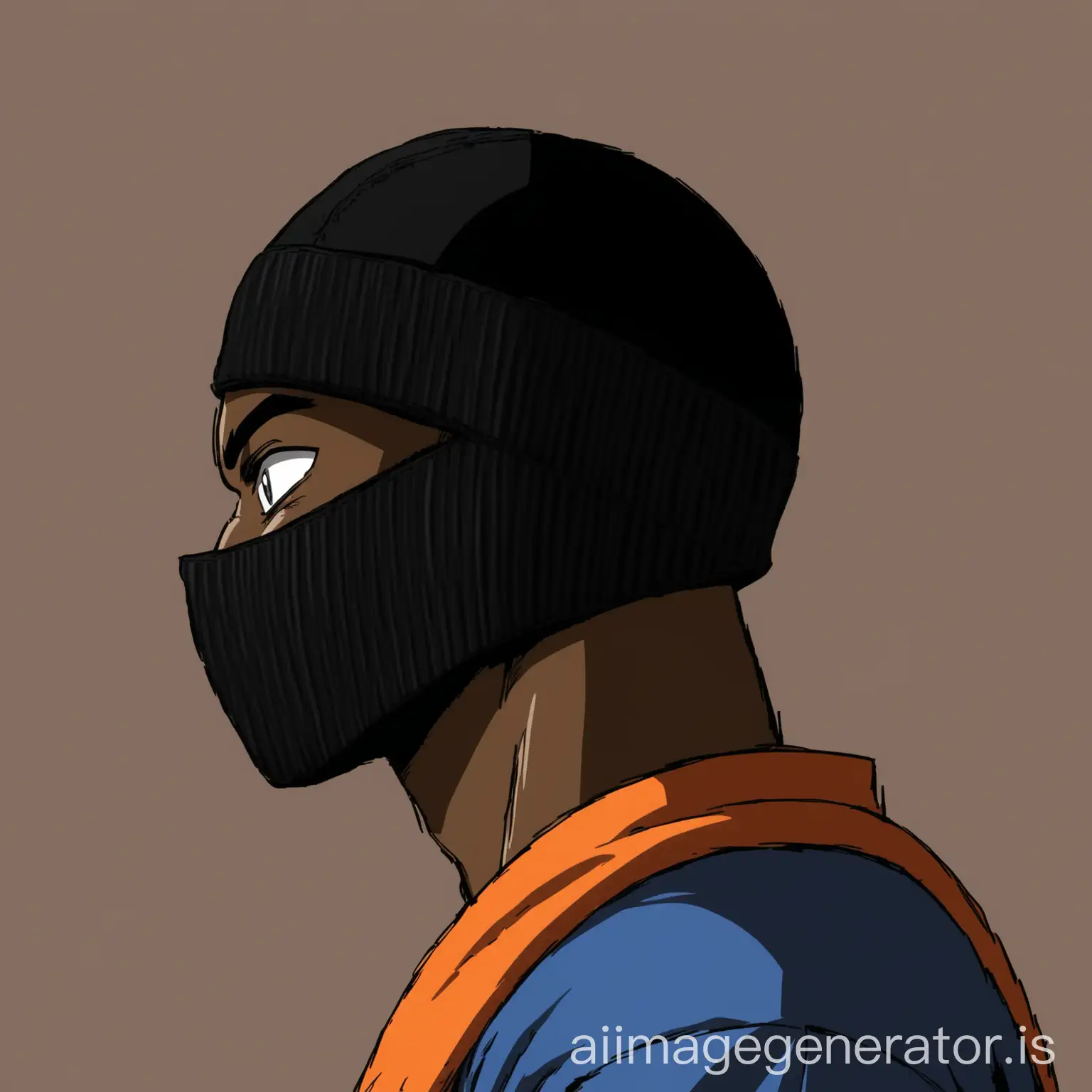 Profile-Portrait-of-Black-Man-in-Dragon-Ball-Style-with-Ski-Mask-and-Cap