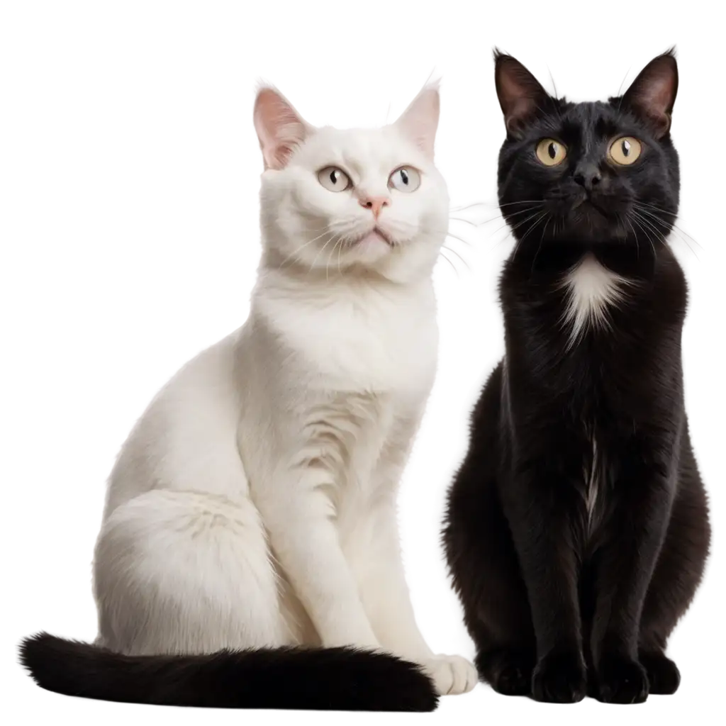 4-Cats-in-White-and-Black-PNG-Image-Capturing-the-Playful-Contrast-of-Feline-Colors