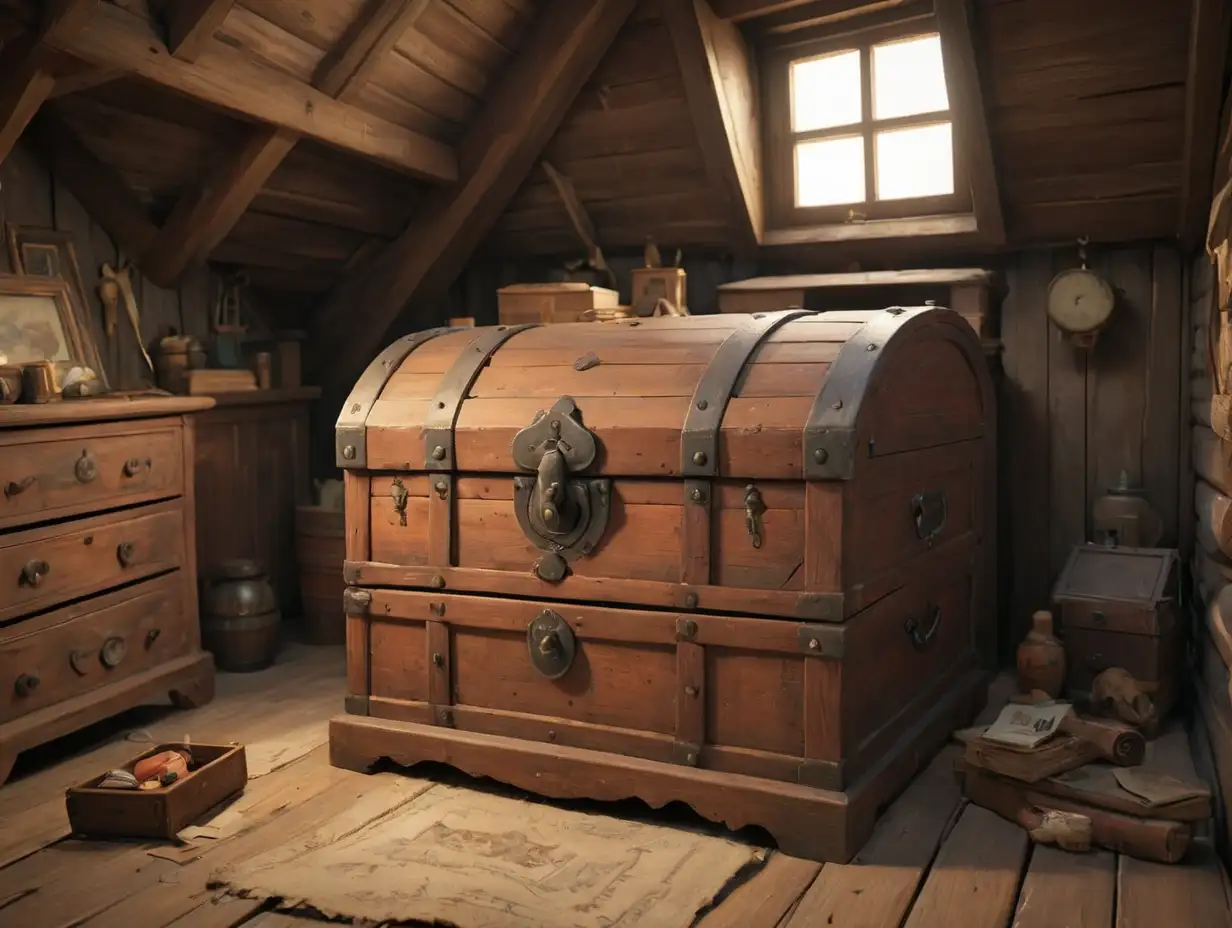 Antique-Chest-in-Attic-of-Small-House-DisneyInspired-3D-Render