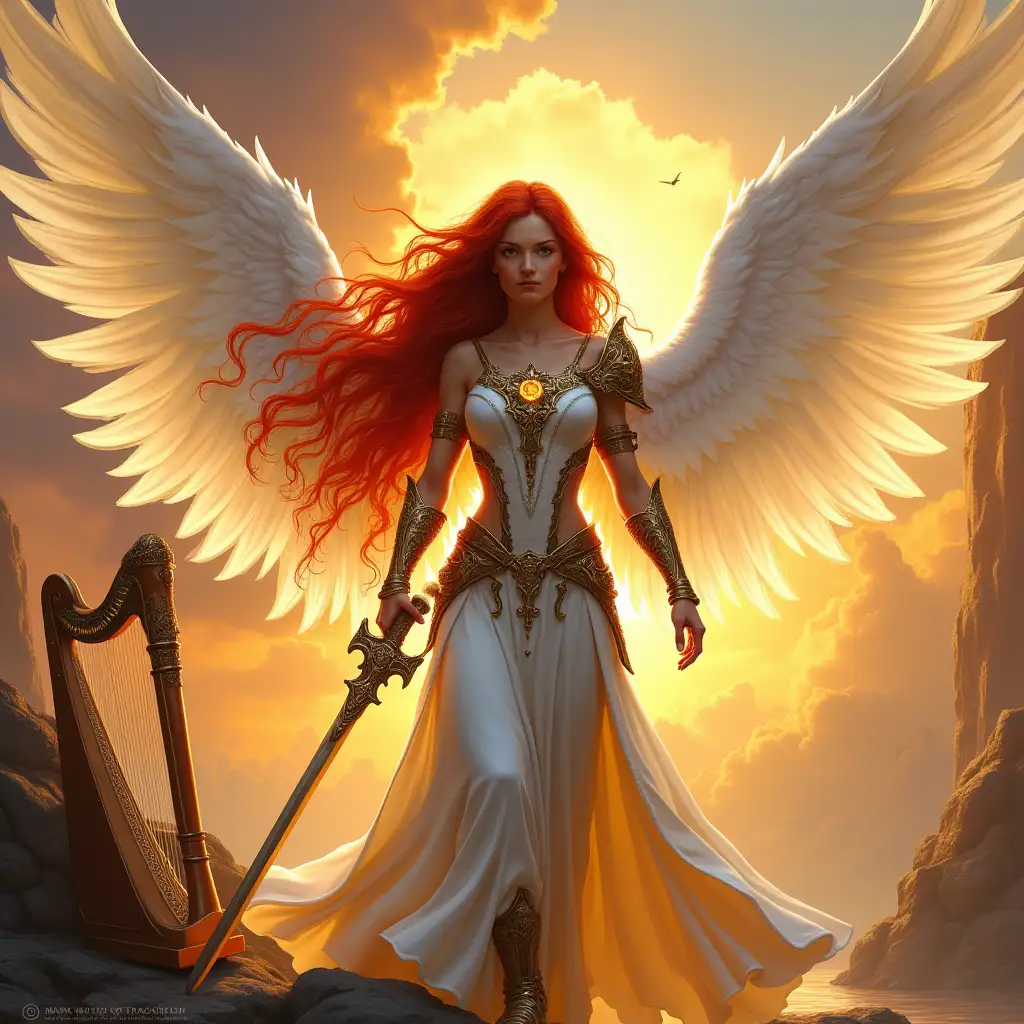 Aasimar-Warrior-with-Fiery-Red-Hair-and-Divine-Aura-in-Mythical-Landscape