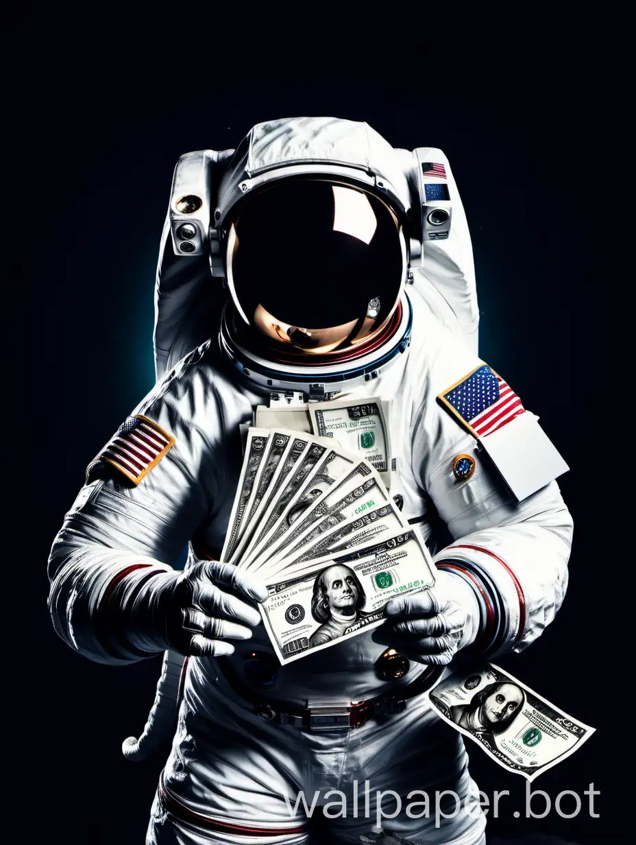 astronaut with cash