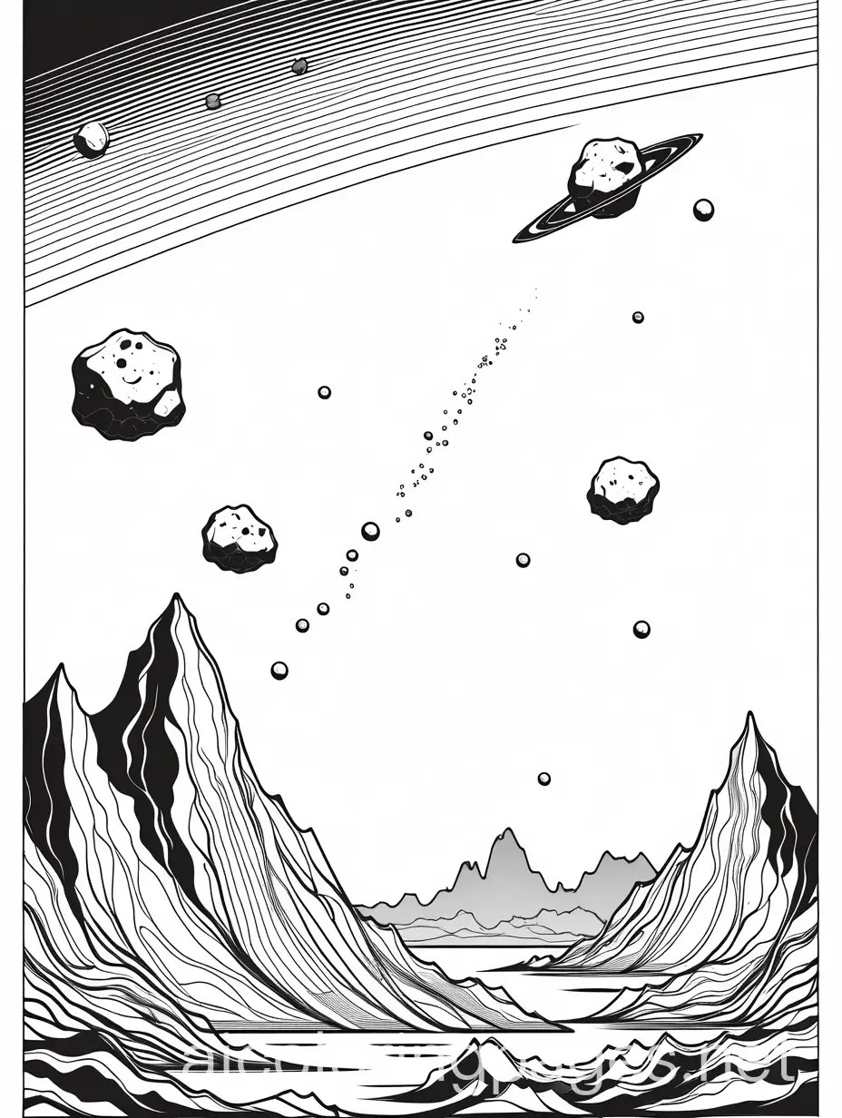 Floating-Asteroids-in-Space-Coloring-Page