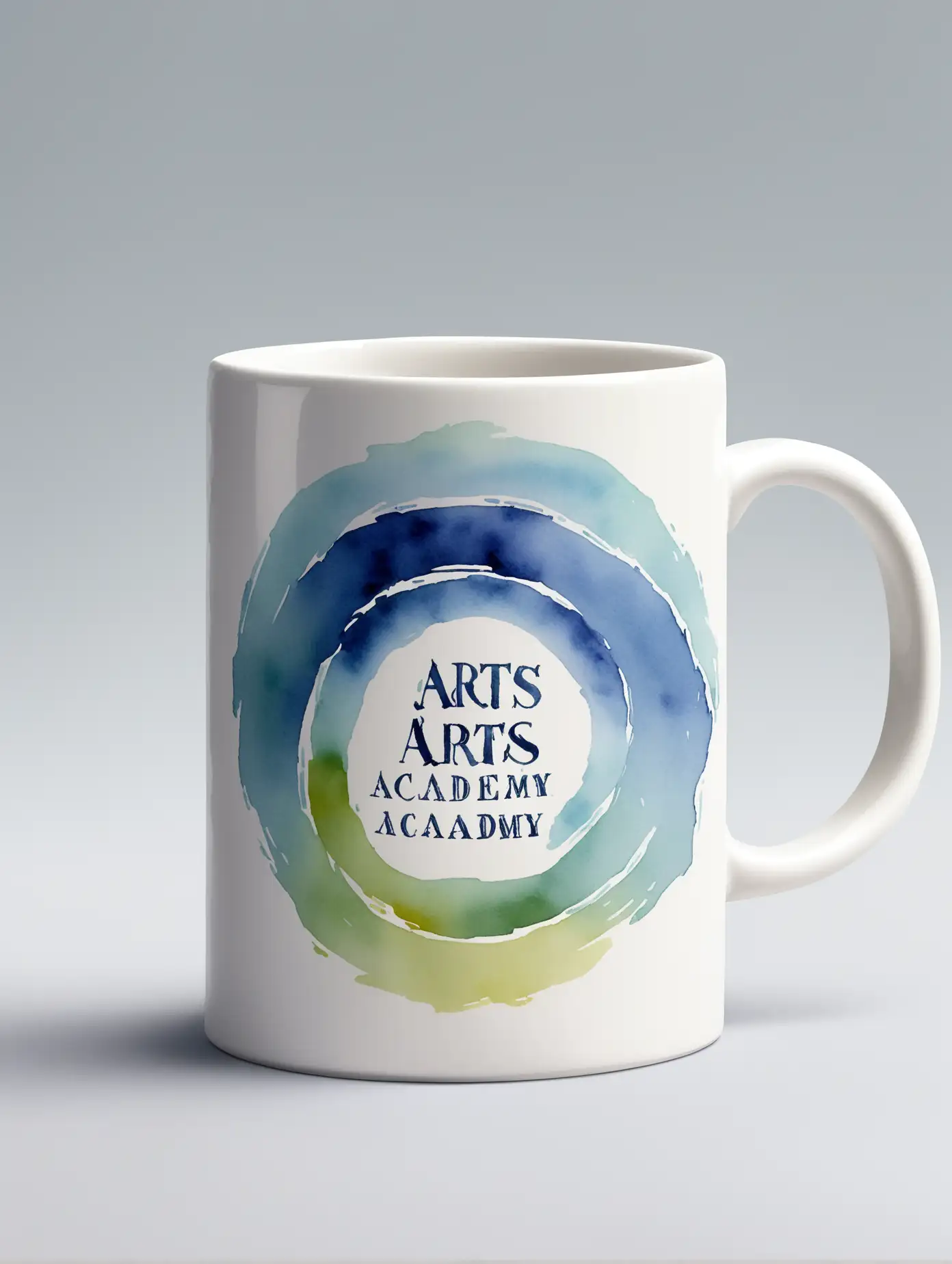 Aquarelle-Ceramic-Mug-Design-for-Arts-Academy-with-Customizable-Logo-Space