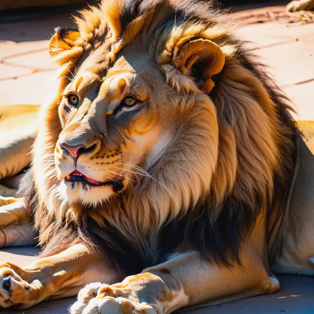 Asian Lion Resting in Sunlight