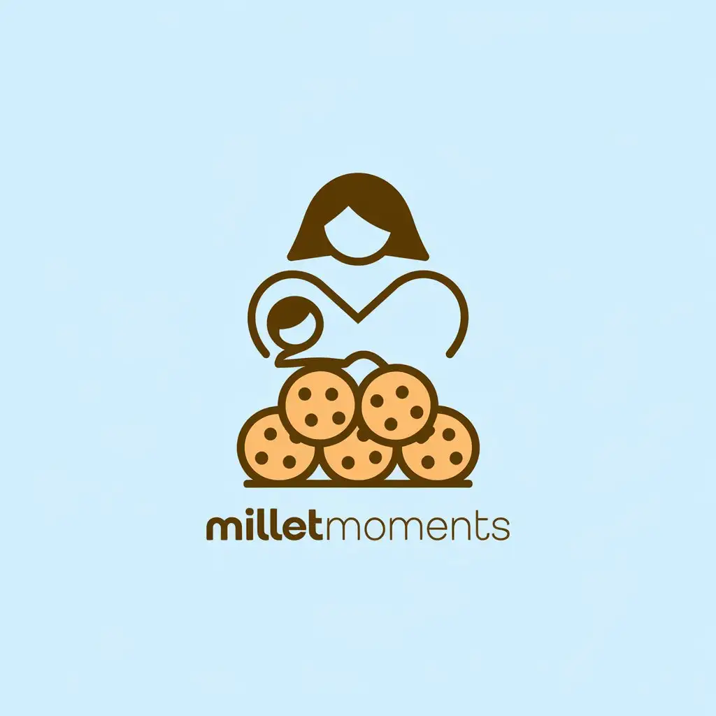 LOGO Design for MilletMoments Mother and Child with Cookies and M Background