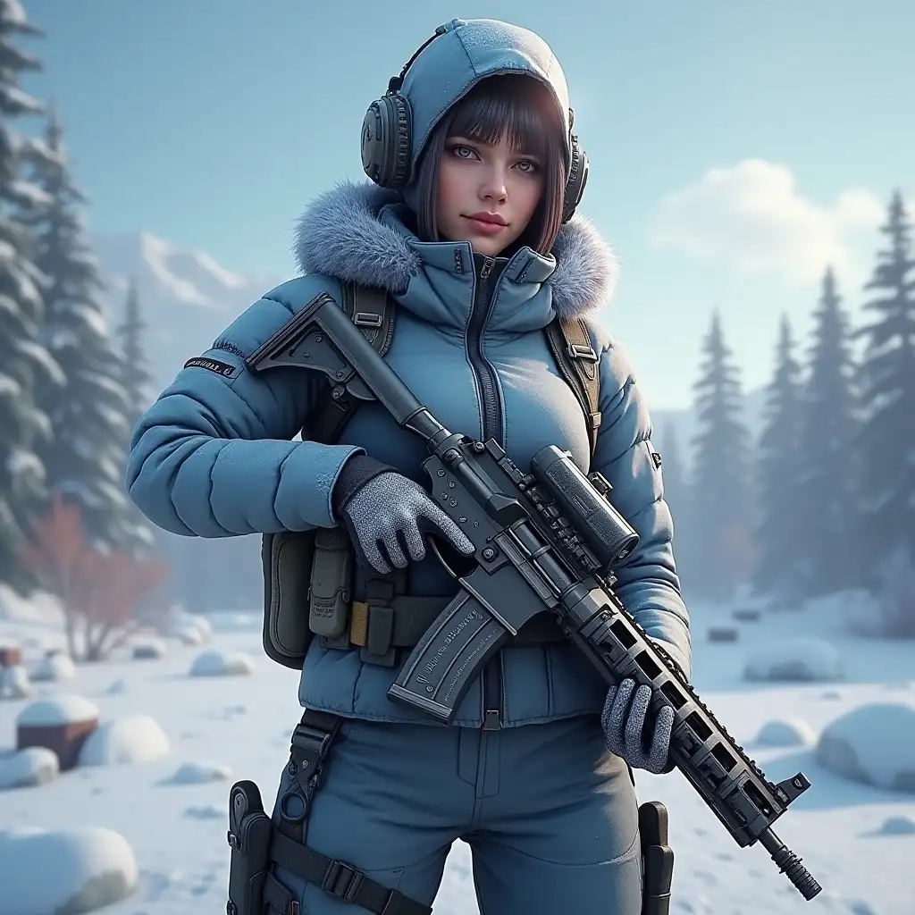 pubg mobile sara character with pic a M416 glacier gun