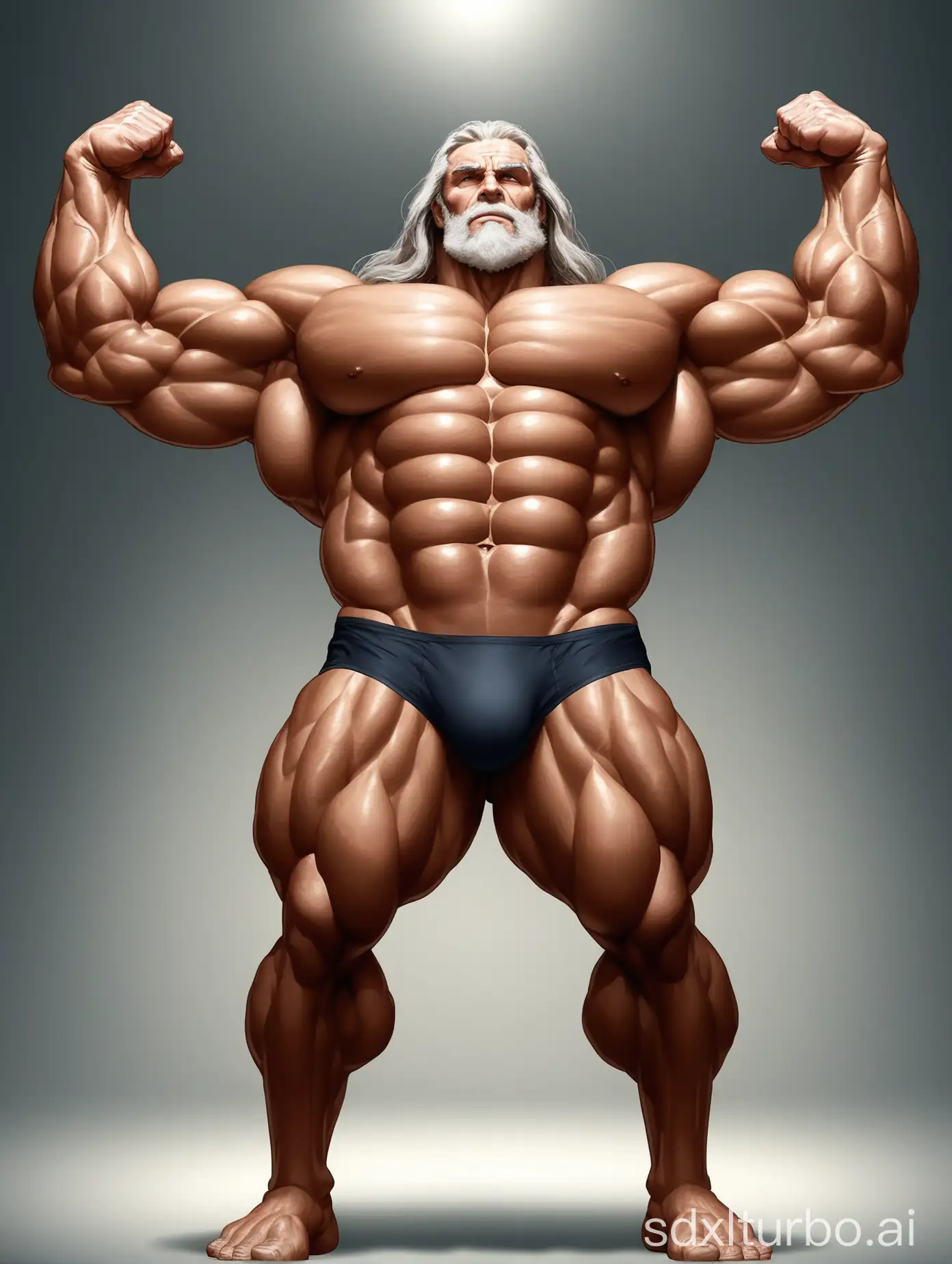 Imposing-Elderly-Giant-Displaying-Strength