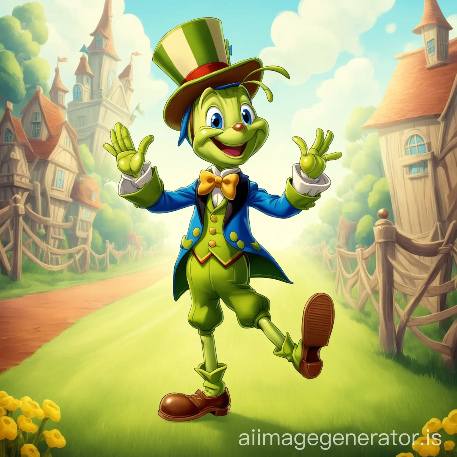 JimAI-Art-Prompt-Expansioniny-Cricket-Giving-a-Salute-in-a-Lush-Forest-Setting