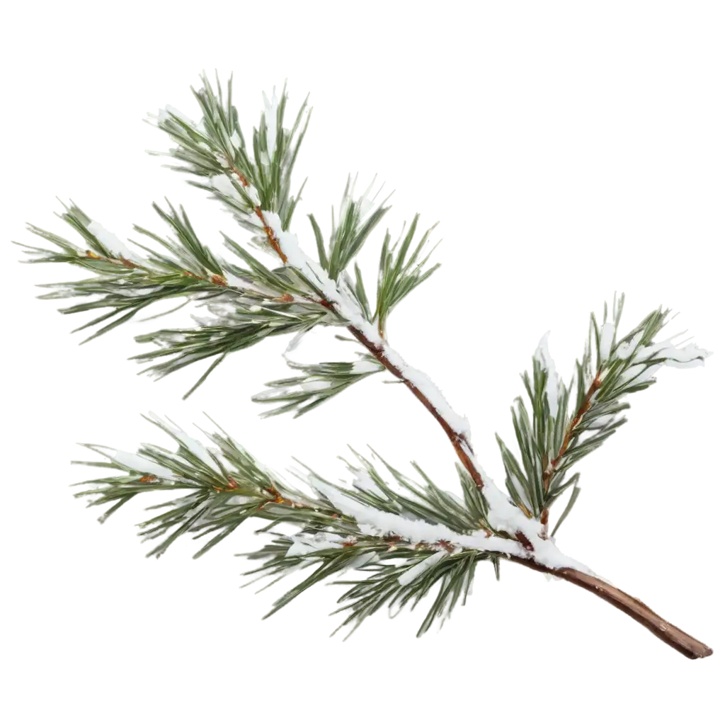 pine branch in snow