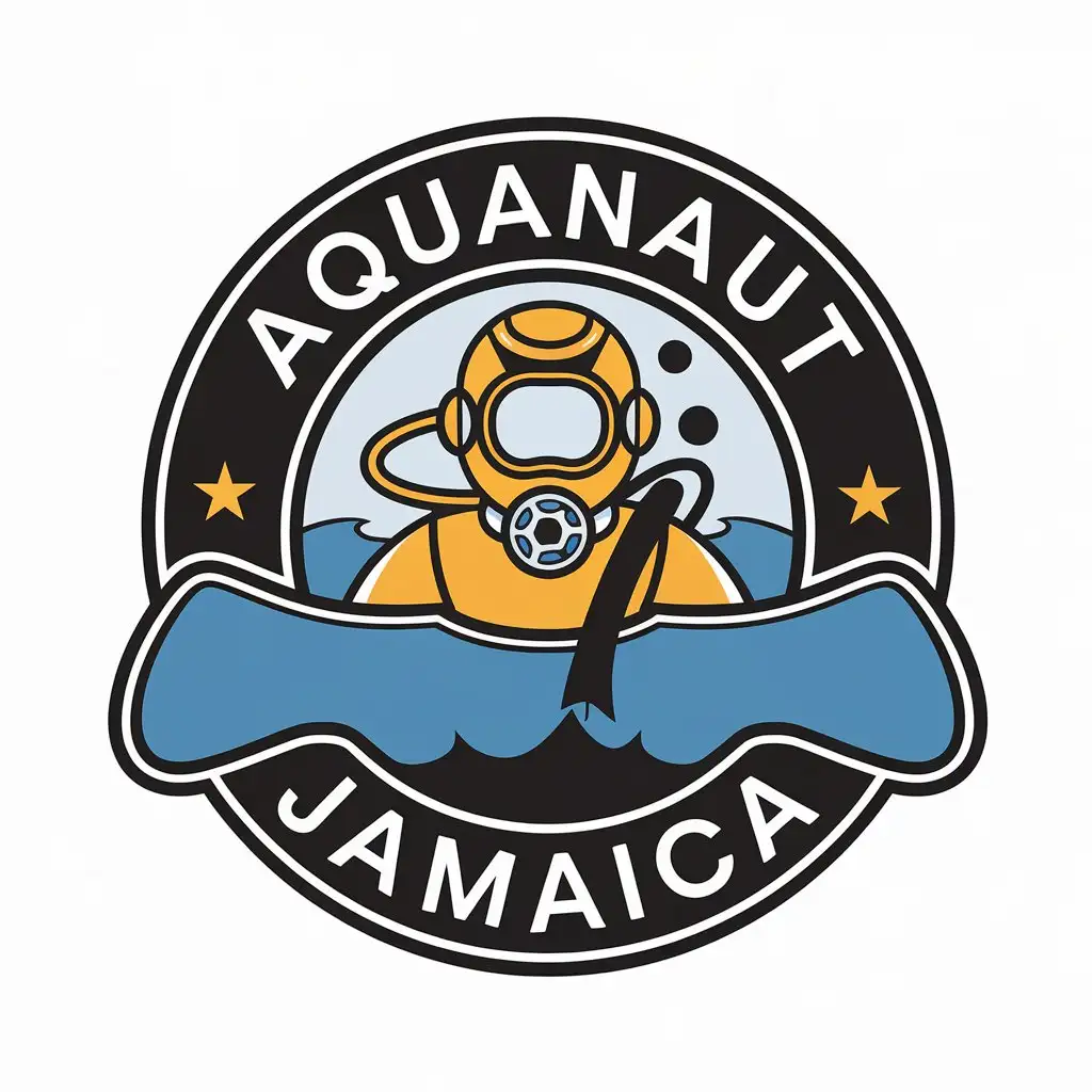 a vector logo design,with the text "Aquanaut Jamaica", main symbol:dive center,Moderate,be used in Sports Fitness industry,clear background