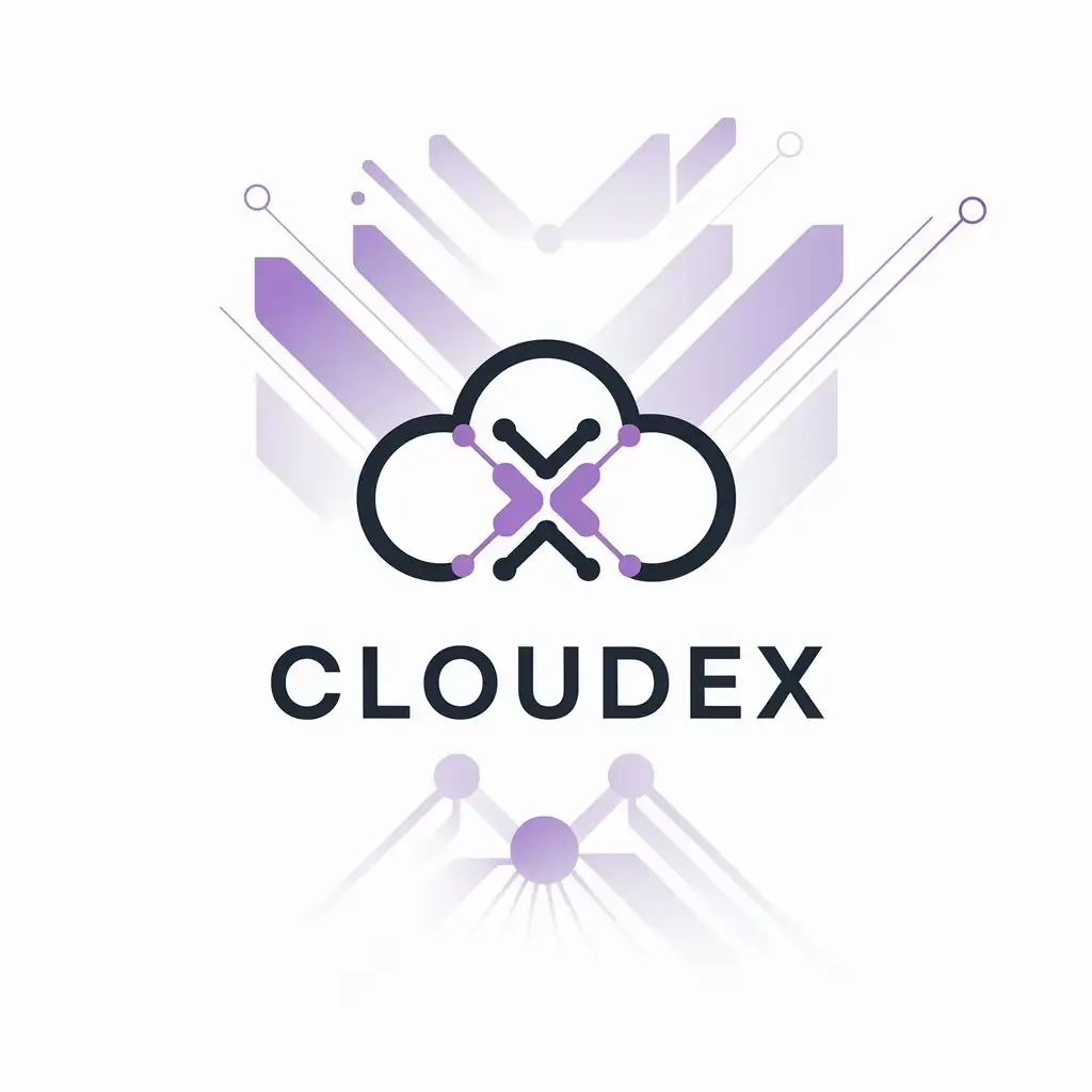 LOGO Design for CloudEx Minimalistic X Symbol with Purple Motifs for Technology Industry