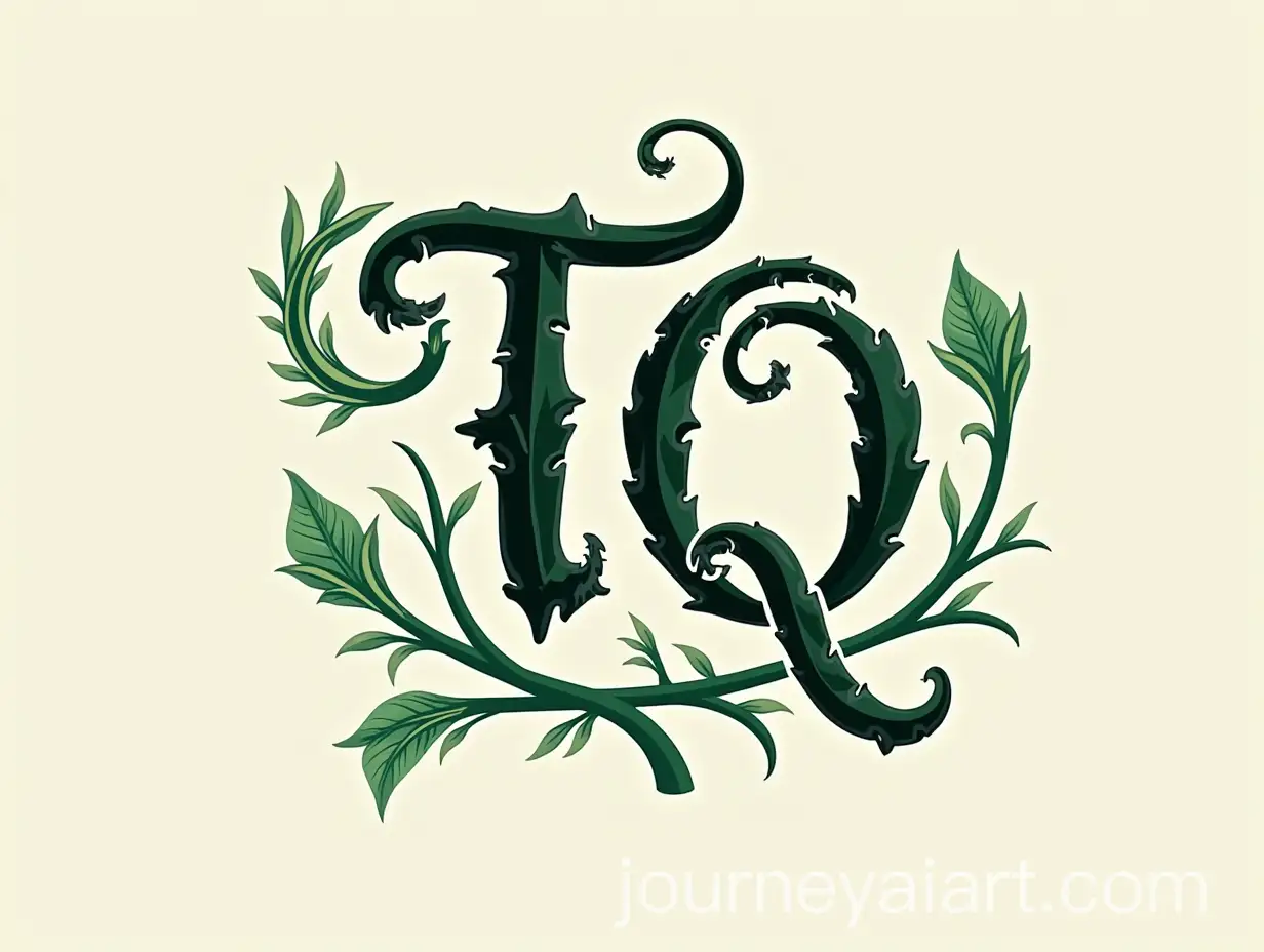 BDSMInspired-Logo-with-T-and-Q-Letters-and-Dragon-Lily-Leaf-Decorations