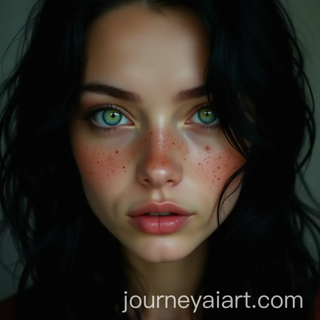 Woman-with-Heterochromia-and-Freckles-Long-Black-Wavy-Hair
