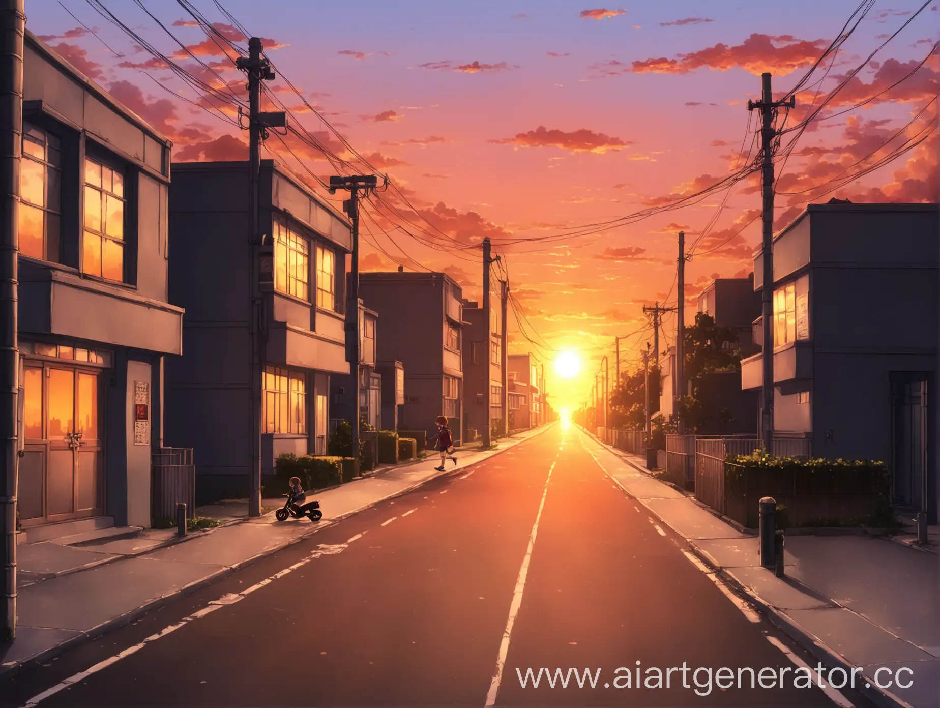 Sunset-Street-After-School-Scene