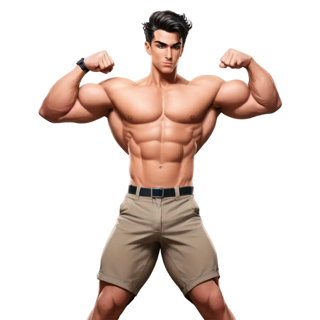 Anime-Style-PNG-Image-of-a-Muscular-Male-Bodybuilder-with-Brown-Eyes-and-Brunette-Hair