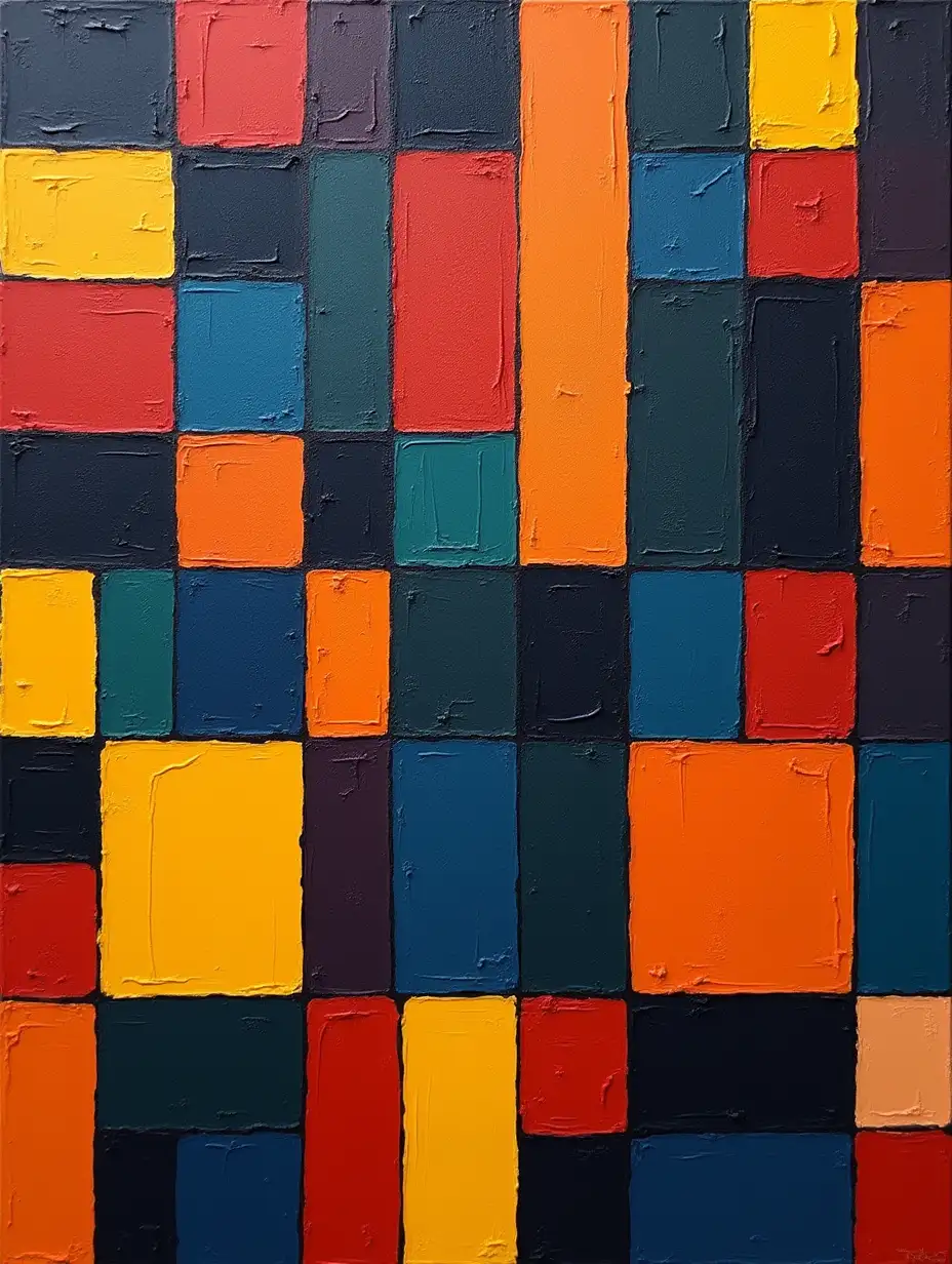 A checkered pattern painting, stripe, primitive schematically, minimalism, avant-garde, Lovecraft darkness in the style of Kandinsky, Malevich, minimalism, simplified for a beginner artist with acrylic many colors, constructivism abstract