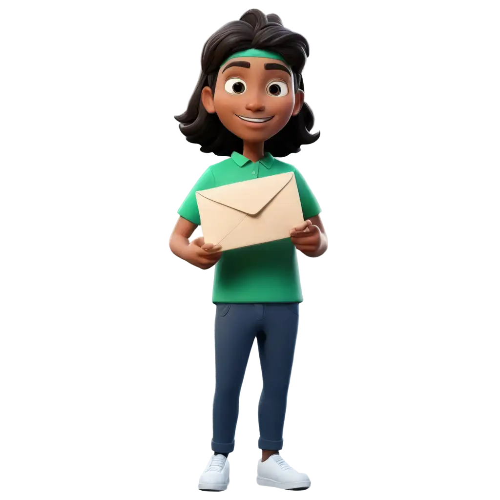 PNG-Image-Usage-GuideStylized-PNG-Character-at-Post-Office-and-Friendly-Traveler-with-Glowing-Persian-Green-Route-Path