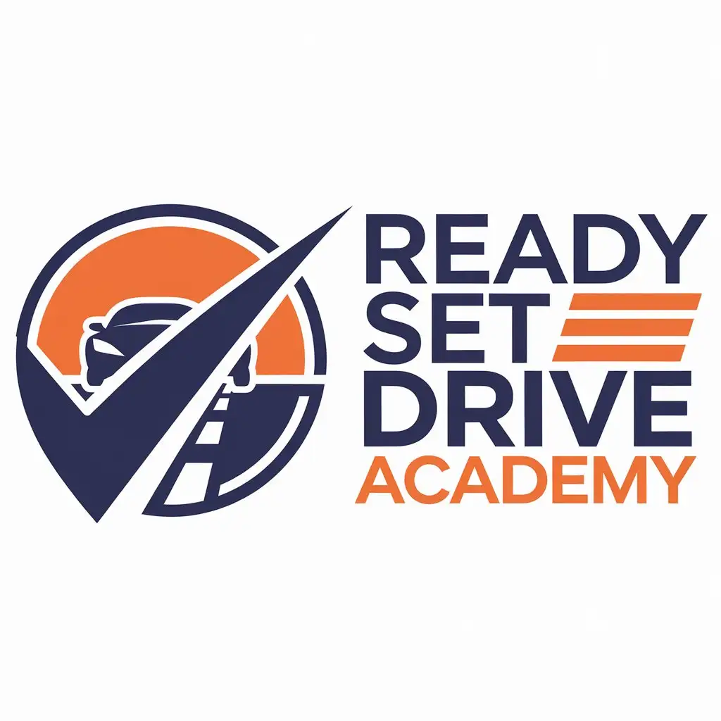 LOGO Design for Ready Set Drive Academy Modern Bold Vibrant with Car Road and Academy Themes