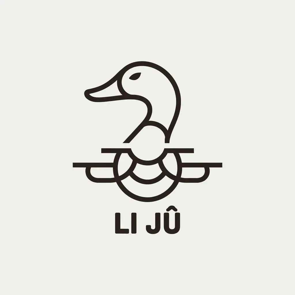 LOGO-Design-For-Li-J-Minimalistic-Vector-Logo-with-Duck-Neck-Symbol-on-Clear-Background