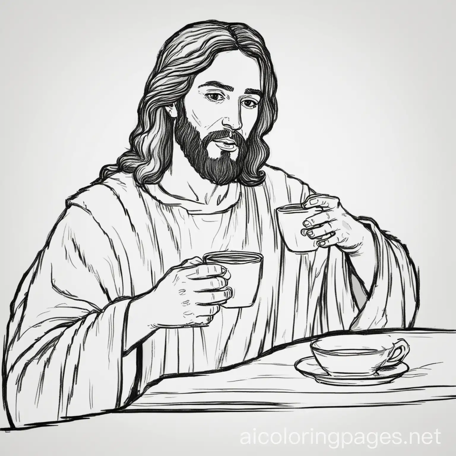 Jesus-Enjoying-a-Coffee-Moment-in-a-Simple-Coloring-Page