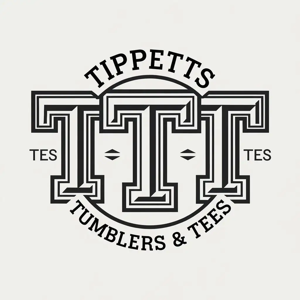 LOGO Design for Tippetts Tumblers Tees Bold Ts with Clear Background and Modern Typography