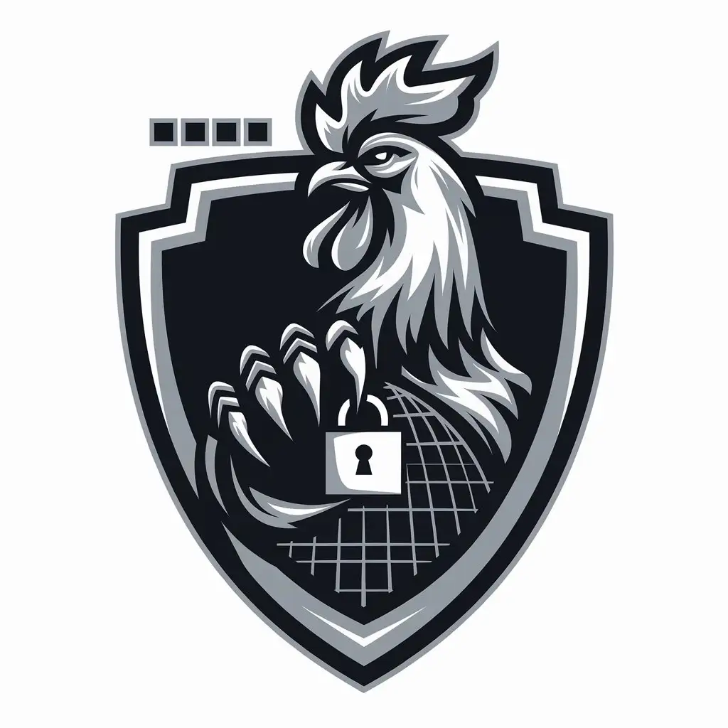 LOGO Design for Moderado Gamer Shield with Spanish Rooster and Lock in Matrix Style for Tecnologa Industry