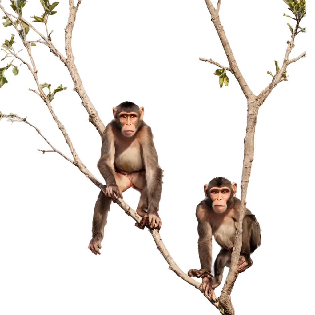 HighQuality-PNG-Image-of-Monkeys-on-Tree-Enhancing-Natural-Scene-Photography