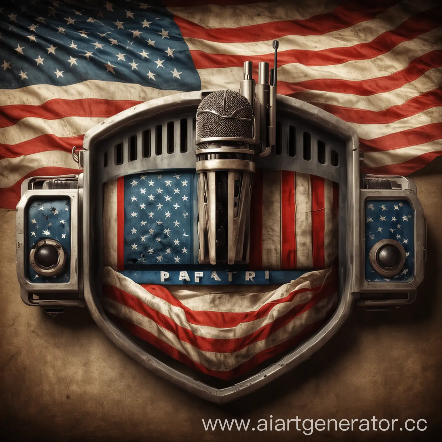 radio station logo, Patriot radio, with American flag