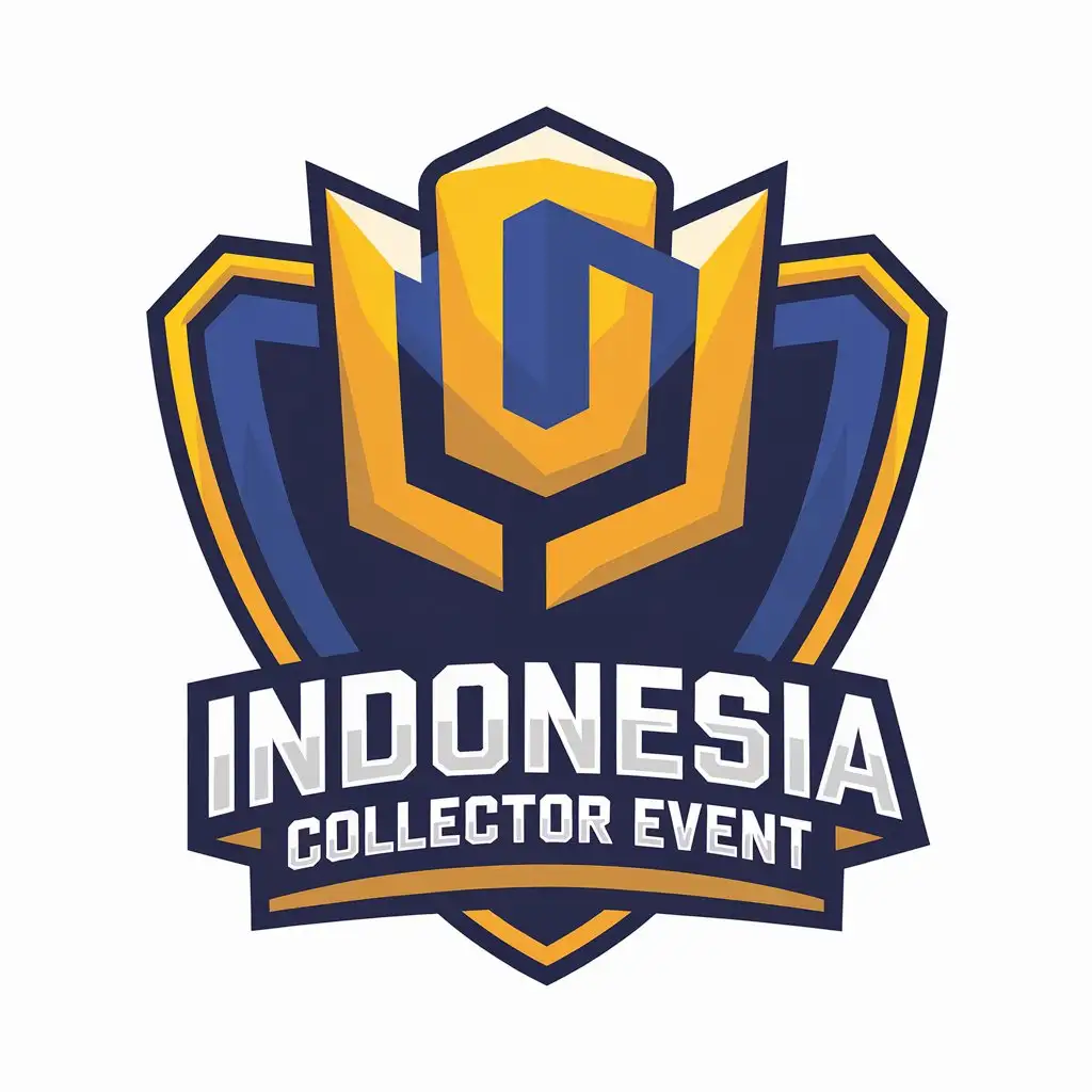 LOGO Design for Indonesia Collector Event Blue and Yellow Shield with Embossed Effect for Event Industry