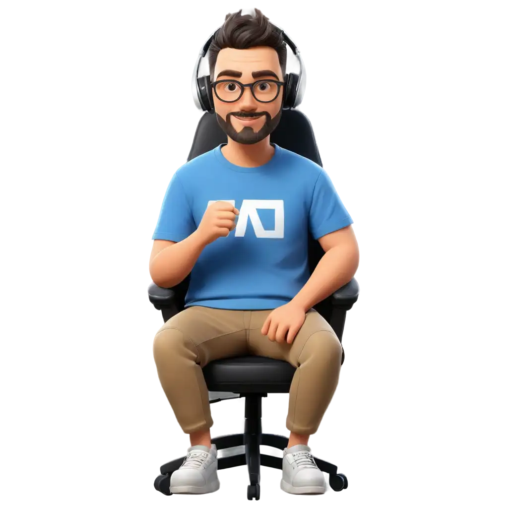 Cartoon-Style-Gamer-Character-PNG-Image-Male-Character-in-Blue-TShirt-with-Gaming-Gear