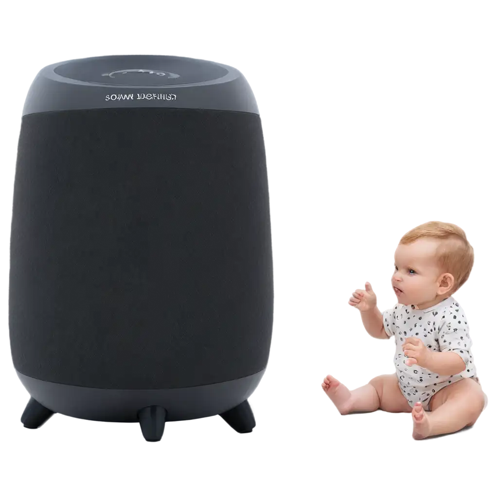 HighQuality-PNG-Image-of-a-Baby-with-a-Speaker-Next-to-Them-for-Creative-Projects