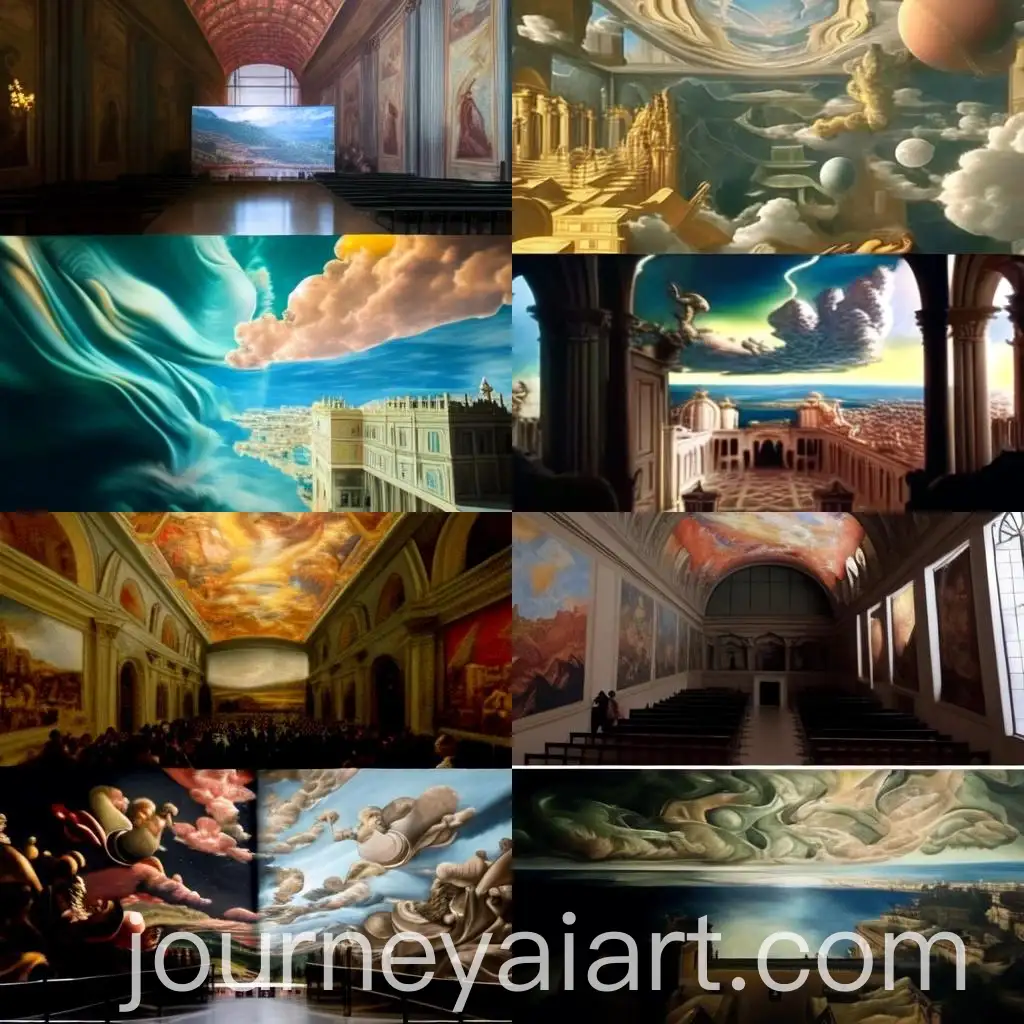 Surreal-Landscape-by-Dal-and-Sistine-Chapel-Ceiling-by-Michelangelo